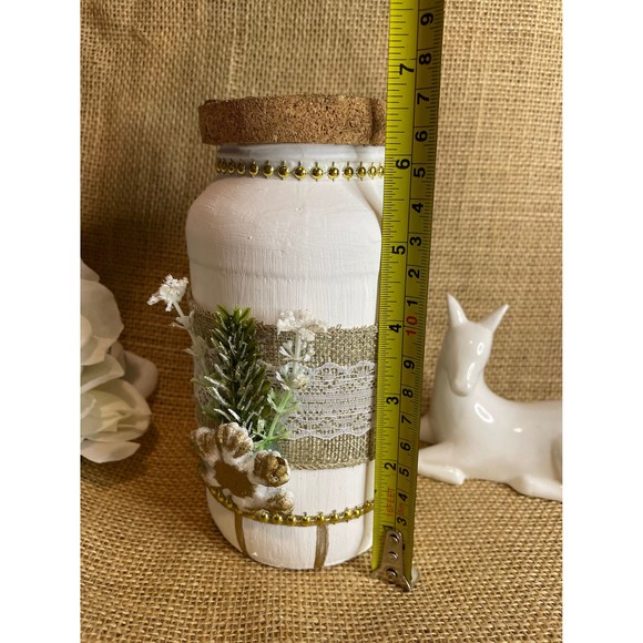 Hand painting Christmas Jar with snowflake / Christmas decorative jars - Picture 6 of 10